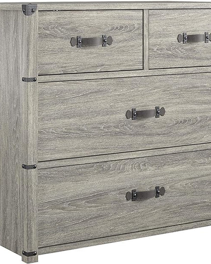 Little Seeds Nova 4 Drawer Storage Grey Dresser, Gray Oak - LeafyLoom