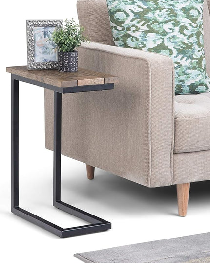 SIMPLIHOME Skyler Solid Mango Wood and Metal 18 inch wide Rectangle End Table C Side Table in Beach Brown, Fully Assembled, for the Living Room and Bedroom - LeafyLoom
