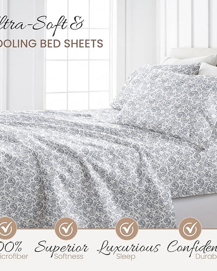 Linen Market 4 Piece California King Bedding Sheet Set (Navy Floral) - Sleep Better Than Ever with These Ultra-Soft & Cooling Bed Sheets for Your Cal King Size Bed - Deep Pocket Fits 16" Mattress - LeafyLoom