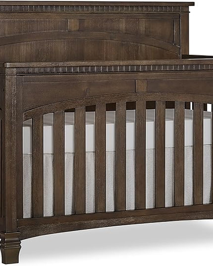 Evolur Santa Fe 5-in-1 Convertible Crib in Antique Brown, Greenguard Gold Certified, Features 3 Mattress Heights, Wooden Nursery and Bedroom Furniture, Baby Crib - LeafyLoom