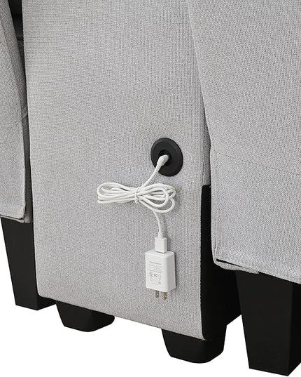 Upholstered Sectional Sofa with Console, 2 Cup Holders and 2 USB Ports & Wirelessly Charged, Modern Linen Fabric 4-Seat Couch with 4 Pillows for Living Room, Apartment, Office, 114.2inch - LeafyLoom