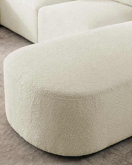 113" L-Shape Sectional Side Chaise and Ottoman, Modular Sofa, DIY Combination, Loop Yarn Fabric for Living Room, Apartment, 113inch, Beige Right - LeafyLoom
