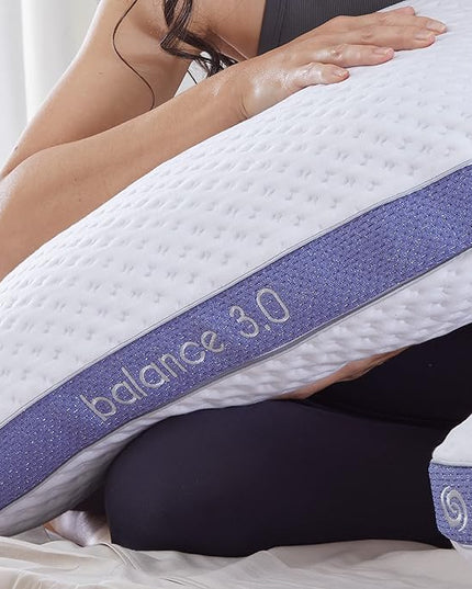 Bedgear Balance Performance Pillow - Size 3.0 - Moisture Wicking Bed Pillow - All Sleep Positions - Medium Firmness Sleeping Pillow - Hypoallergenic, Washable Removable Cover - 20" W x 26" L x 6.5" H - LeafyLoom