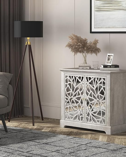 Galano Culbin 2 Door Storage Cabinet, Accent Furniture, Cupboard for Living Room, Hallway, Kitchen, Sideboard, Buffet Table, 15.67" D x 32.36" W x 29.29" H, Dusty Grey Oak - LeafyLoom