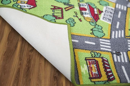 Kids Rug Carpet Playmat City Life Learn Have Fun Safe, Children's Educational, Road Traffic System, Multi Color Activity Centerpiece Play Mat! for Playing with Cars for Bedroom Playroom - LeafyLoom