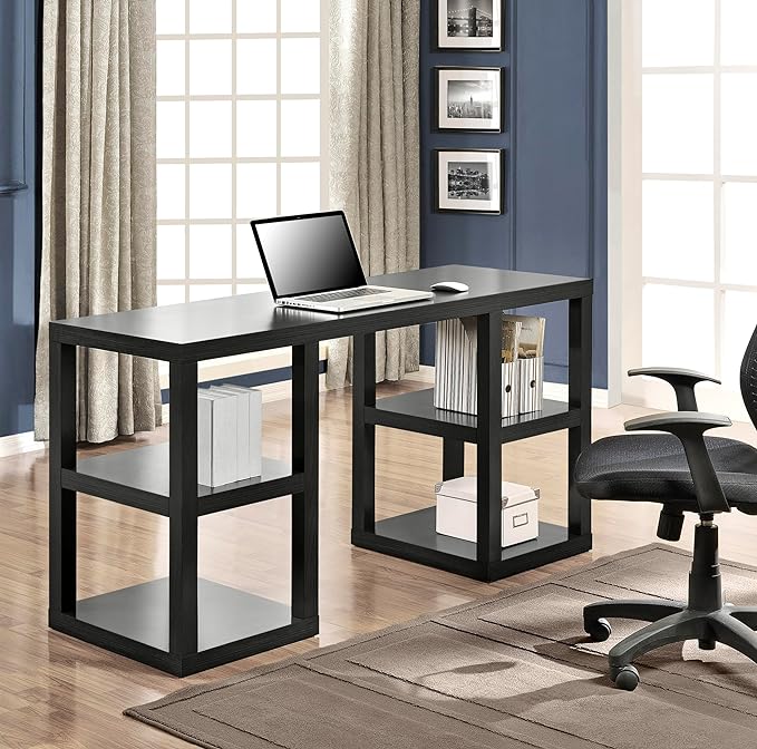 Ameriwood Home Deluxe Parsons Desk, Black Oak - LeafyLoom