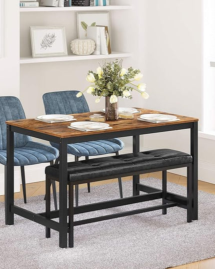 VASAGLE 47 Inches Dining Room Table for 4, Industrial Style with Heavy Duty Metal Frame, 47.2 x 29.5 x 29.5 Inches, Brown - LeafyLoom