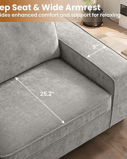 COHOME 88" Loveseat Sofa with Deep Seat, Modern Chenille Love Seat Couch for Living Room with Removable Covers, Upholstered 2-Seater Small Couch for Bedroom, Apartment，Grey - LeafyLoom