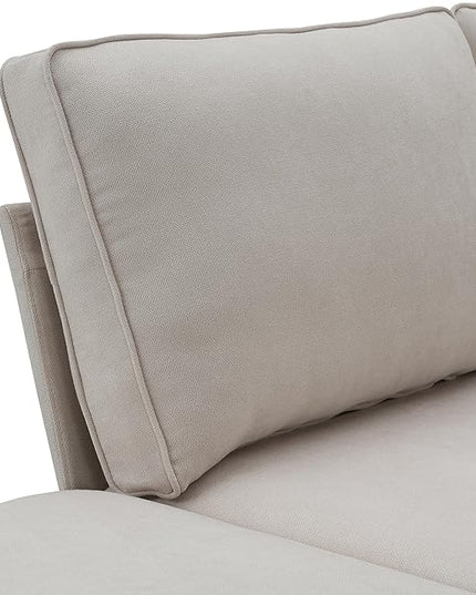 90" Modern L-Shape Sectional Sofa with Chaise Lounge,5-Seat Practical Couch Set W/ 3 Pillows,7''Leg Height,Minimalist Style,Indoor Furniture for Living Room Apartment Office,Beige Terrycloth - LeafyLoom