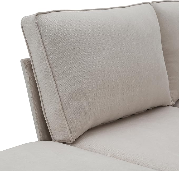 90" Modern L-Shape Sectional Sofa with Chaise Lounge,5-Seat Practical Couch Set W/ 3 Pillows,7''Leg Height,Minimalist Style,Indoor Furniture for Living Room Apartment Office,Beige Terrycloth - LeafyLoom