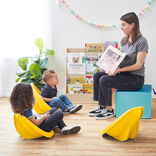 ECR4Kids Leaf Floor Seat, Rocker Chair, Yellow, 6-Piece - LeafyLoom