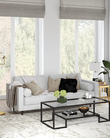 Henn&Hart 54" Wide Rectangular Coffee Table in Blackened Bronze, Modern coffee tables for living room, studio apartment essentials - LeafyLoom