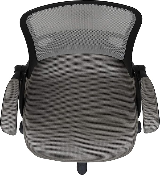 Flash Furniture Porter High-Back Swivel Office Chair with Adjustable Lumbar Support and Seat Height, Ergonomic Mesh Desk Chair with Flip-Up Armrests, Gray/Black - LeafyLoom