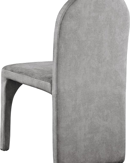 Meridian Furniture Summer Collection Modern | Contemporary Velvet Upholstered Dining Side Chair with Steel Frame, Set of 2, Grey - LeafyLoom