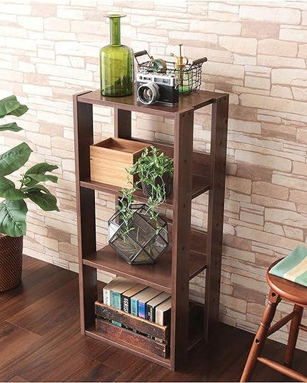 IRIS USA 3-Tier 16" Medium Open Wooden Bookshelf with Adjustable Shelves, Easy Assembly Bookcase Farmhouse Shelf for Small Spaces Bedroom Office Living Room Indoor, Brown - LeafyLoom
