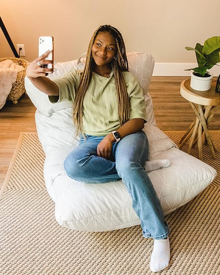 Big Joe Roma Bean Bag Chair, Moonstone Tessellation Lenox, Durable Woven Polyester, 3 feet - LeafyLoom