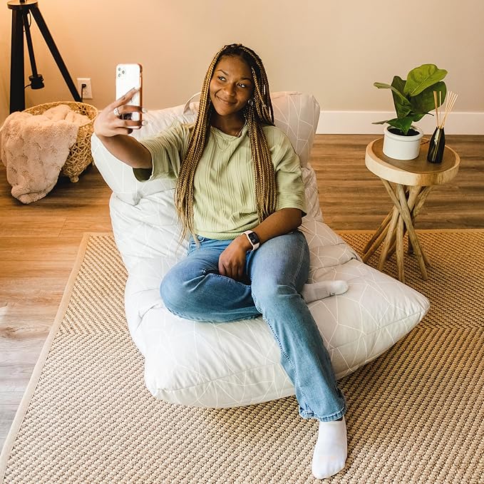 Big Joe Roma Bean Bag Chair, Moonstone Tessellation Lenox, Durable Woven Polyester, 3 feet - LeafyLoom