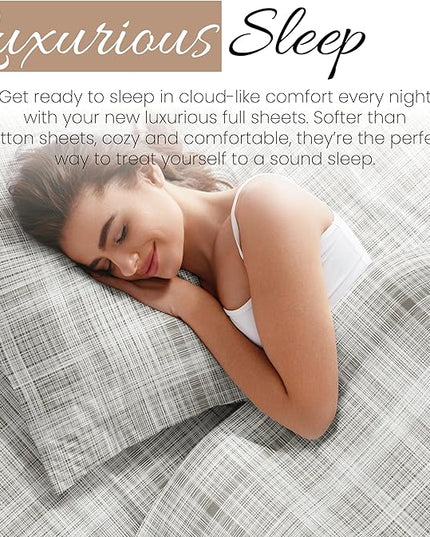 Linen Market 4 Piece Full Bedding Sheet Set (Gray Thatch) - Sleep Better Than Ever with These Ultra-Soft & Cooling Bed Sheets for Your Full Size Bed - Deep Pocket Fits 16" Mattress - LeafyLoom