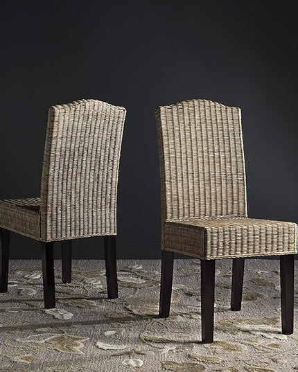 Safavieh Home Collection Odette Grey Wicker Dining Chair - LeafyLoom