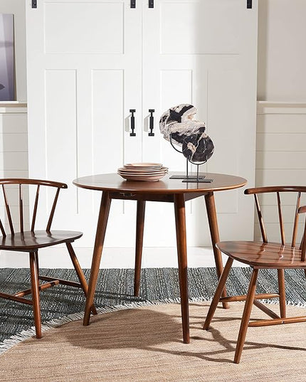Safavieh Home Collection Lovell Walnut Folding Drop Leaf Round Dining Room Table DTB1401A, 0 - LeafyLoom