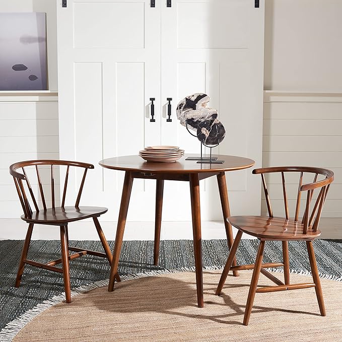 Safavieh Home Collection Lovell Walnut Folding Drop Leaf Round Dining Room Table DTB1401A, 0 - LeafyLoom