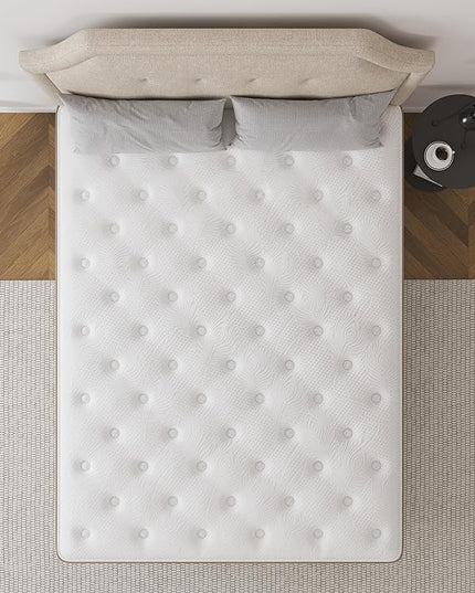 Full Size Mattresses,Hybrid 10 Inch Full Mattress in a Box,Memory Foam & Individually Pocket Spring for Pain Relief,Medium Firm White Full Mattresses,CertiPUR-US Certified. - LeafyLoom