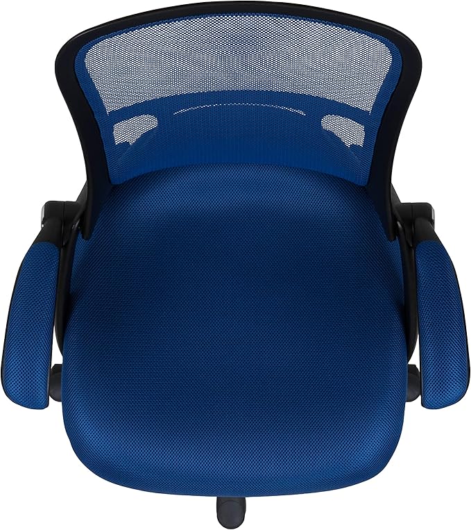 Flash Furniture Porter High-Back Swivel Office Chair with Adjustable Lumbar Support and Seat Height, Ergonomic Mesh Desk Chair with Flip-Up Armrests, Blue/Black - LeafyLoom
