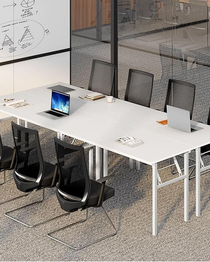 Need Home Office Desk Large Computer Desk 60 inch Sturdy Table Foldable Desk Gaming Computer Table No Assembly Required, White&White Frame AC5DW(152.4 * 60) - LeafyLoom