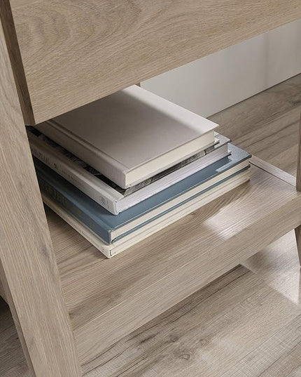 Sauder Summit Station Desk, L: 52.09" x W: 19.29" x H: 29.02", Laurel Oak finish - LeafyLoom