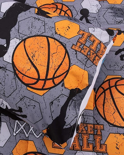 Btargot 3 Piece Grey Geometric Basketball Comforter Set Full for Boys Teens, 3D Sports Bedding,Soft Microfiber Reversible Quilt with 2 Matching Pillow Shams, Yellow - LeafyLoom
