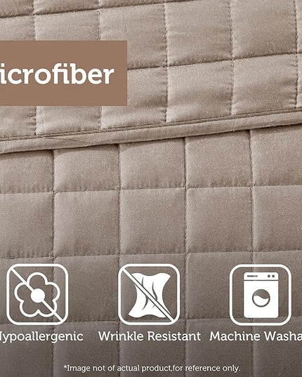 Madison Park Comforter Set and Quilt Combo, Chic Hotel Bedding Queen/Full Size Comforter Sets, Heritage Soft Microfiber, Quilted Coverlet, Shams, Throw Pillow, King/Cal King, Taupe 8 Piece - LeafyLoom