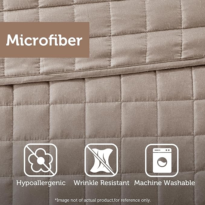 Madison Park Comforter Set and Quilt Combo, Chic Hotel Bedding Queen/Full Size Comforter Sets, Heritage Soft Microfiber, Quilted Coverlet, Shams, Throw Pillow, Full/Queen, Taupe 8 Piece - LeafyLoom