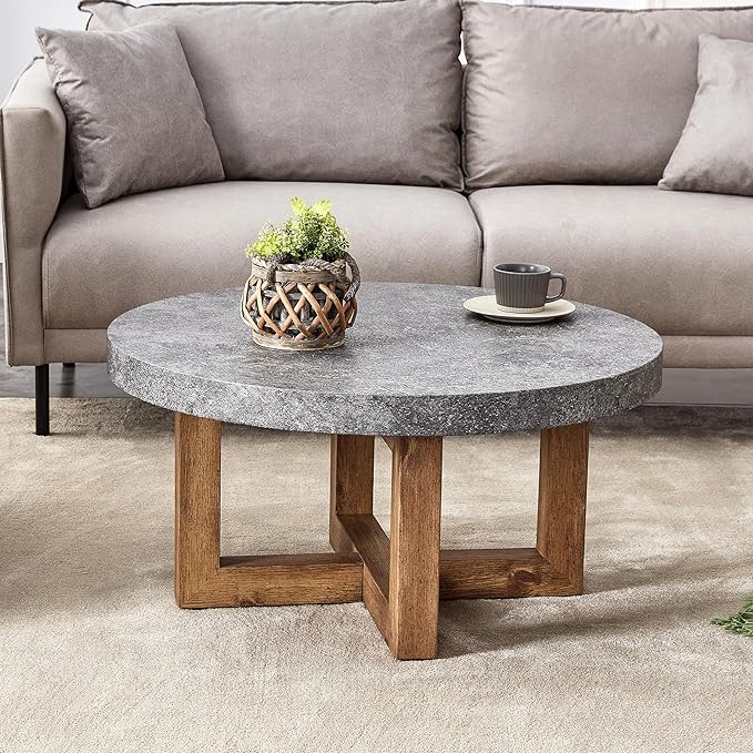 NicBex Dining Table Modern Round Retro Circular Coffee Table with A Diameter of 31.4 Inches, Made of MDF Material Suitable for Living Rooms Meeting Room Banquet Hall, Grey - LeafyLoom