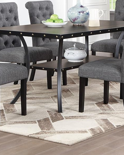 NicBex 66Inch Rectangular Dining Table,Minimalist Kitchen Table with Rubber Wood MDF Tabletop and Storage Shelve for 6 to 8,Large Dining Room Table for Kitchen,Dining Room and Living Room,Natural Wood - LeafyLoom