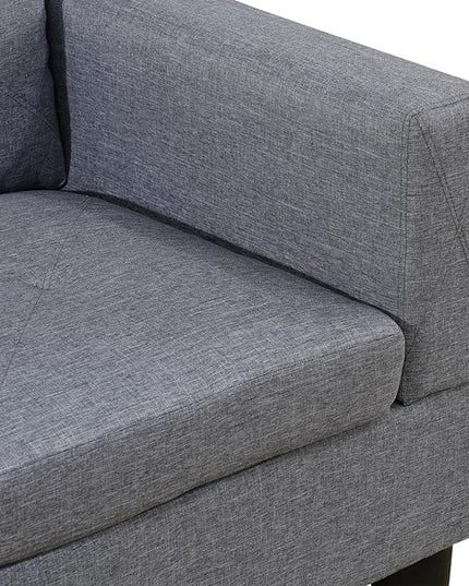 ROOMTEC Button L Shape Sectional Sofa Set, 5 Seat Upholstered Corner Couch with Storage Ottoman, Luxurious Linen Tufted Cushions, for Living Room, Apartment, 97inch, Agate Grey w/Right Chaise Lounge - LeafyLoom