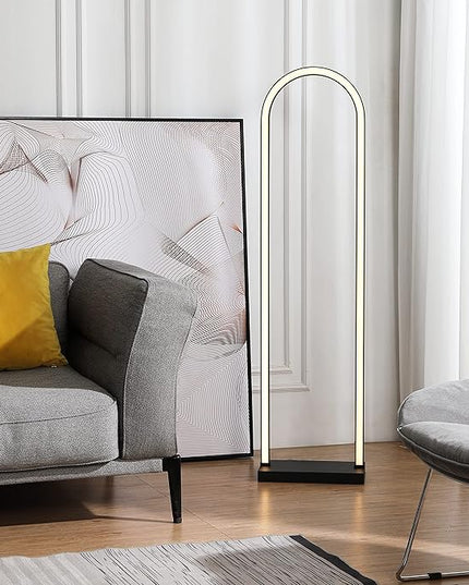 LUCĒ by Mercer Project Modern LED Arched Floor Lamp, Black - LeafyLoom