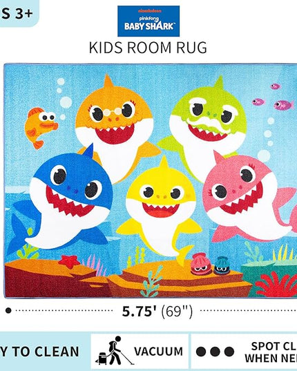 Franco Kids Room Non Slip Area Rug, 69 in x 52 in, Baby Shark - LeafyLoom