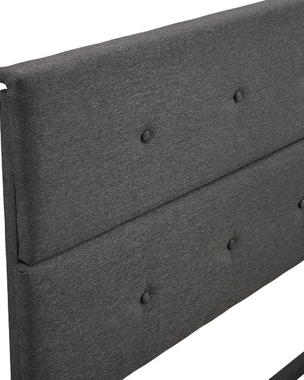 Full Size Upholstered Platform Bed with Underneath Storage, Modern Linen Platform Bedframe with Headboard and Wooden Slat Support,for Kids Adults Living Room Guest Room,Bedroom - LeafyLoom