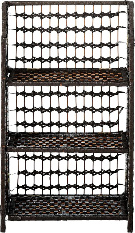 Oriental Furniture 33" Natural Fiber Shelving Unit - Mocha - LeafyLoom