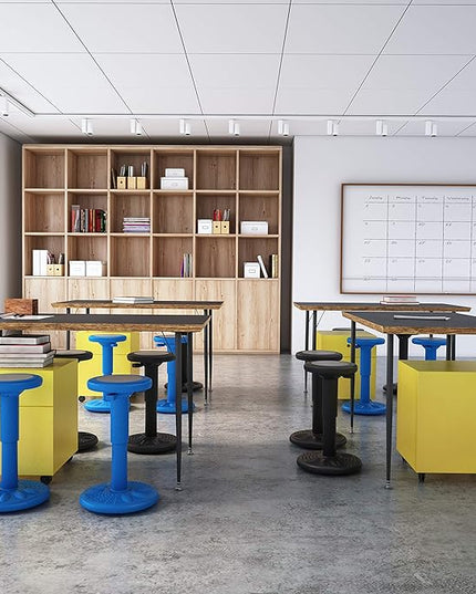 Studico ActiveChairs Adjustable Wobble Chair, Flexible Classroom Seating improves Focus, Posture & Helps ADHD/ADD. Classroom Stools, Active Wobble Chairs, Adjusts from 16.65" to 23.75" Ages 13-18 Blue - LeafyLoom