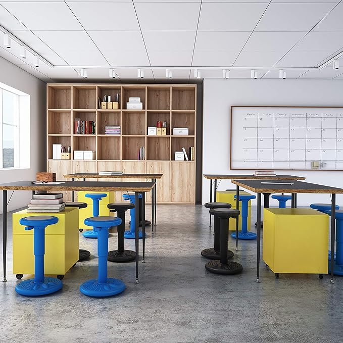 Studico ActiveChairs Adjustable Wobble Chair, Flexible Classroom Seating improves Focus, Posture & Helps ADHD/ADD. Classroom Stools, Active Wobble Chairs, Adjusts from 16.65" to 23.75" Ages 13-18 Blue - LeafyLoom