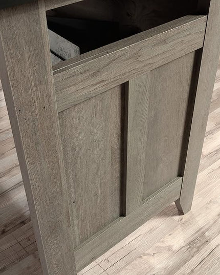 Sauder August Hill L-Shaped Home Office Desk, L: 59.06" x W: 58.74" x H: 29.25", Mystic Oak finish - LeafyLoom