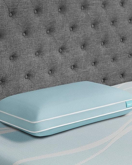 TEMPUR-ProForm + Cooling ProHi Pillow, Memory Foam, Queen, 5-Year Limited Warranty,Blue - LeafyLoom