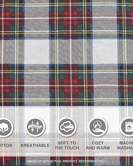 Comfort Spaces Cotton Flannel Breathable Warm Deep Pocket Sheets with Pillow Case Bedding, King, Red Plaid Scottish Plaid 4 Piece - LeafyLoom