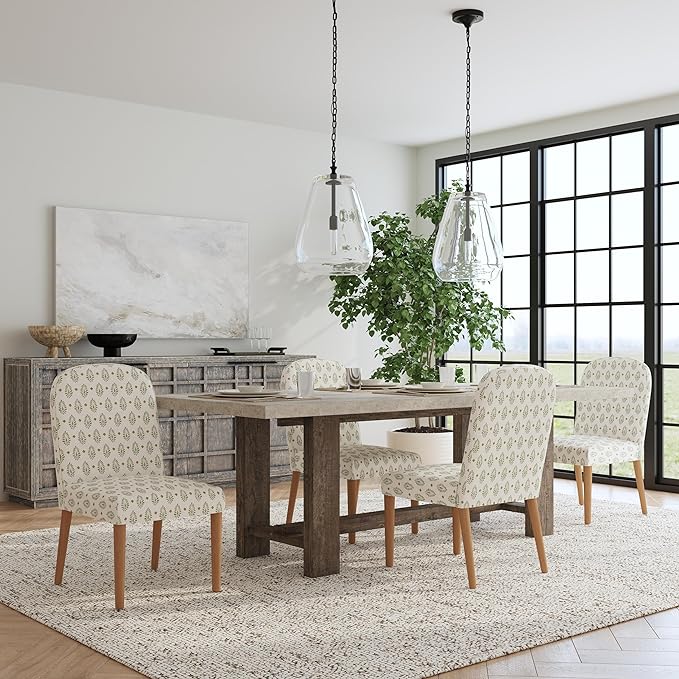 HomePop Classic Parsons Dining Chairs, Sage Paisley Medallion (Single Pack) - LeafyLoom