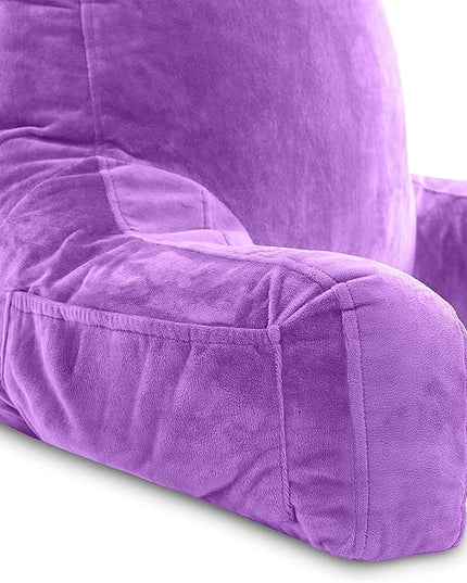 Husband Pillow XXL Cover Only Light Purple, Microfiber Bed Rest Pillow Cover with Arms - Array of Colors - Generous Side and Back Pockets for Your Favorite Comfy Reading Pillow - LeafyLoom