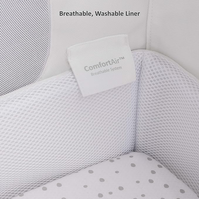 SnuzPod4, Bassinet Bedside Sleeper - Safe and Comfortable Baby Crib and Bed, 3D Breathable Mattress, Fits Bed with Adjustable Max. Height of 28.5”, Machine Washable Mesh Liner (Natural) - LeafyLoom