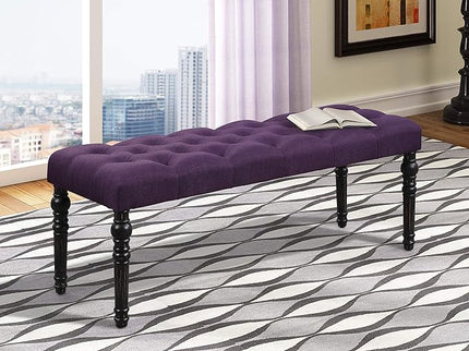 Roundhill Furniture Leviton Urban Style Dark Washed Wood Dining Set: Table, 4 Chairs and Bench, Purple - LeafyLoom