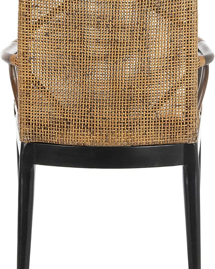 Safavieh Home Gianni Rattan Tropical Woven Arm Chair, Brown/Black - LeafyLoom