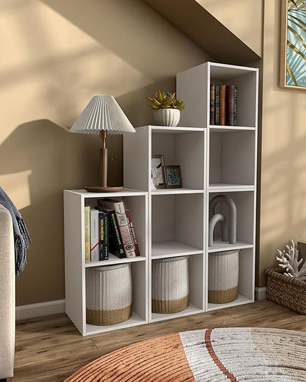 Apexa 2 Cube Storage Organizer Shelves, Stackable Wood Bookcase Fits Cubby Bins for Organization, Dorm Teen Room Decor & Home Office, Greige - LeafyLoom